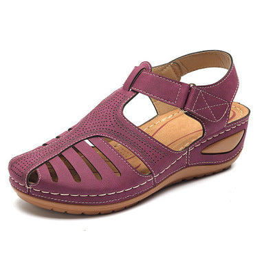 Soft PU Leather Closed Toe Vintage Anti-Slip Sandals