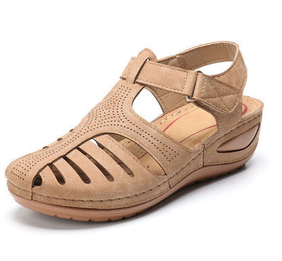 Soft PU Leather Closed Toe Vintage Anti-Slip Sandals